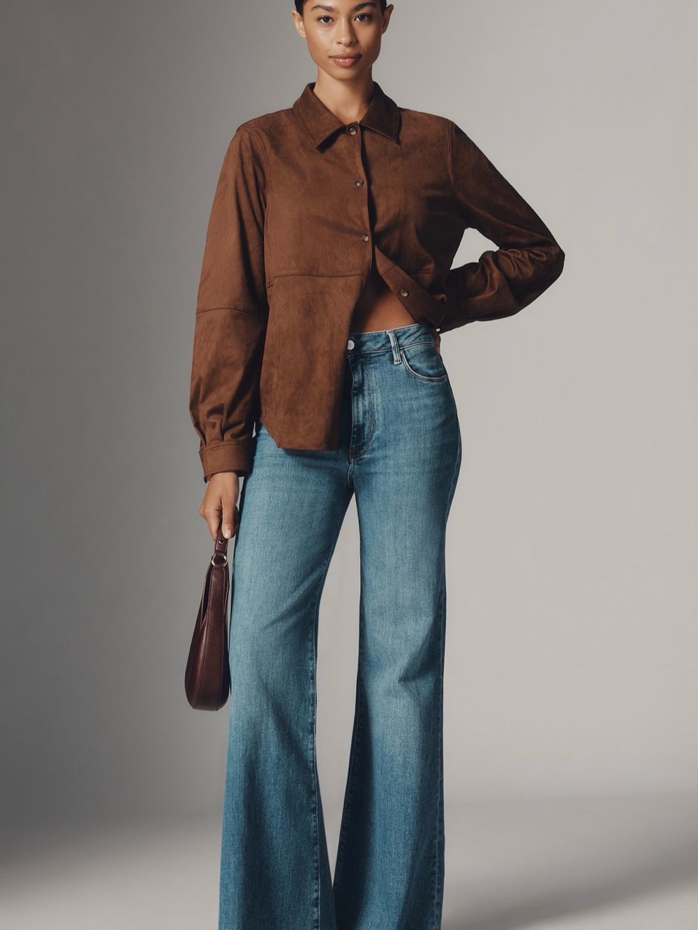 Pilcro Wide-Leg High-Rise Jeans in Medium Blue Wash